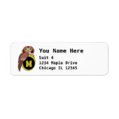 Whimsical Eastern Screech Owl Monogram Etiket (Voorkant)