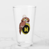 Whimsical Eastern Screech Owl Monogram Glas (Achterkant)