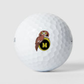 Whimsical Eastern Screech Owl Monogram Golfballen (Voorkant)