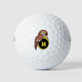 Whimsical Eastern Screech Owl Monogram Golfballen