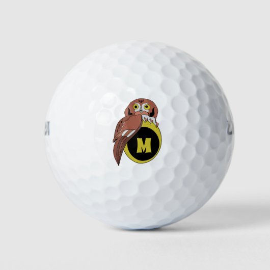 Whimsical Eastern Screech Owl Monogram Golfballen (Voorkant)