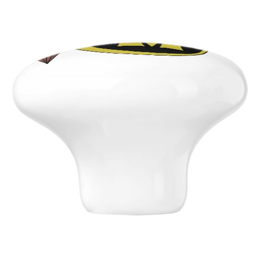 Whimsical Eastern Screech Owl Monogram Keramische Knop (Zijkant)