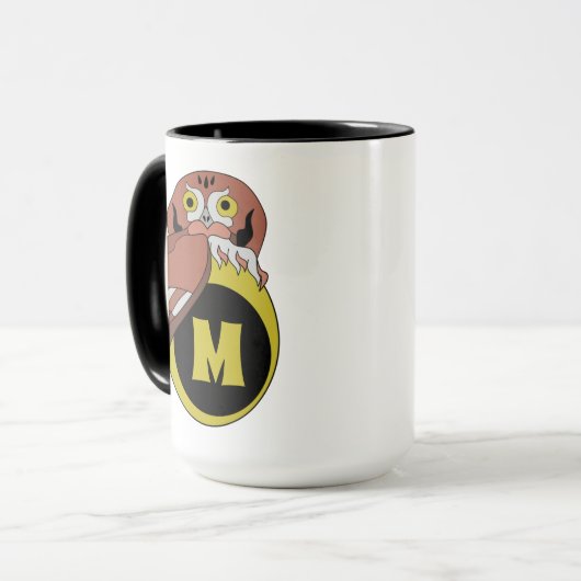 Whimsical Eastern Screech Owl Monogram Mok (Voorkant links)