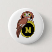 Whimsical Eastern Screech Owl Monogram Ronde Button 5,7 Cm (Voorkant)