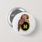 Whimsical Eastern Screech Owl Monogram Ronde Button 5,7 Cm (Voorkant /achterkant)