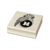 Whimsical Eastern Screech Owl Monogram Rubberstempel (Stempel)