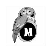 Whimsical Eastern Screech Owl Monogram Rubberstempel (Afrduk)