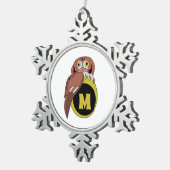 Whimsical Eastern Screech Owl Monogram Tin Sneeuwvlok Ornament (Rechts)