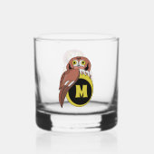 Whimsical Eastern Screech Owl Monogram Whisky Glas (Achterkant)
