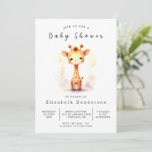 Whimsical Editable Giraffe Baby shower Kaart (Staand voorkant)