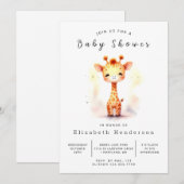 Whimsical Editable Giraffe Baby shower Kaart (Voorkant / Achterkant)