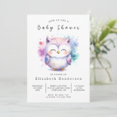 Whimsical Editable Owl Baby shower Kaart (Staand voorkant)