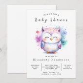 Whimsical Editable Owl Baby shower Kaart (Voorkant / Achterkant)