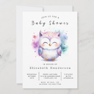 Whimsical Editable Owl Baby shower Kaart