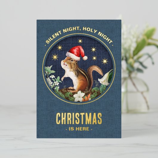 Whimsical Eekhoorn Bos Dieren Kerstmis Kaart (Staand Voorkant)