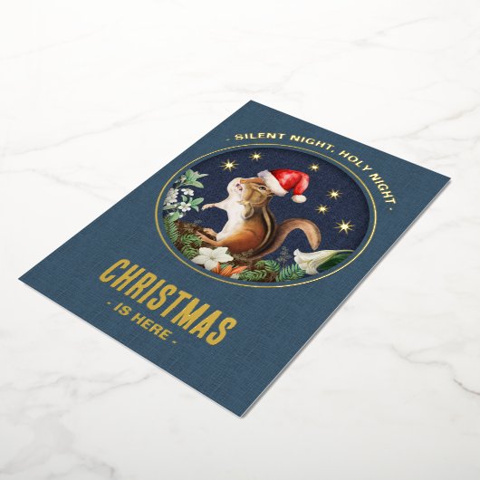 Whimsical Eekhoorn Bos Dieren Kerstmis Kaart (Gedraaid)