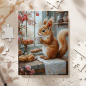 Whimsical Eekhoorn Drink Tea Café Art Legpuzzel