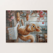 Whimsical Eekhoorn Drink Tea Café Art Legpuzzel (Horizontaal)