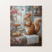 Whimsical Eekhoorn Drink Tea Café Art Legpuzzel (Verticaal)