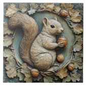 Whimsical Eekhoorn & eikels Faux Relief Tegeltje (Voorkant)