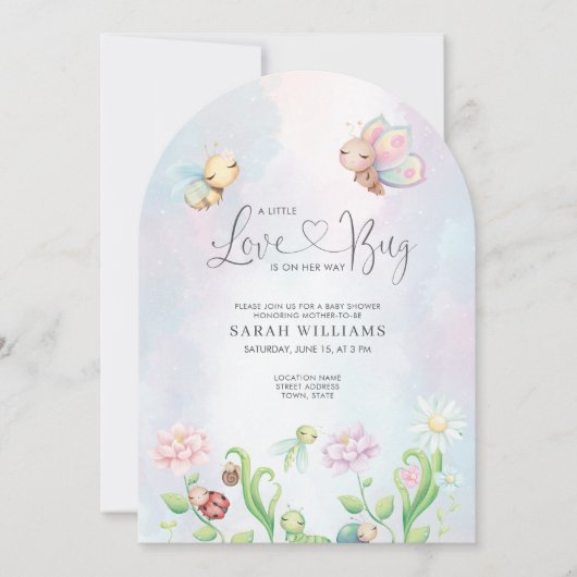 Whimsical een beetje liefde bug regenboog Baby sho Kaart (Voorkant)