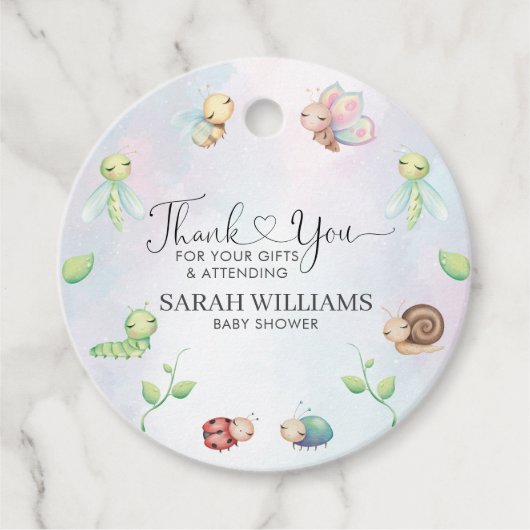 Whimsical een beetje liefde bug regenboog bedankjes labels (Voorkant)