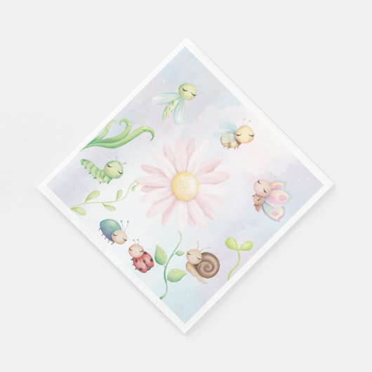 Whimsical een beetje liefde bug regenboog servet (Hoek)