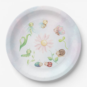 Whimsical een beetje liefde bug regenboog Vrijgeze Papieren Bordje