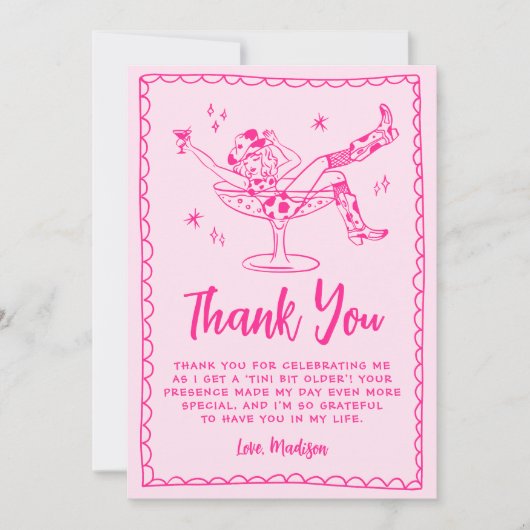 Whimsical Een beetje ouder Hot Pink verjaardagsfee Bedankkaart (Voorkant)