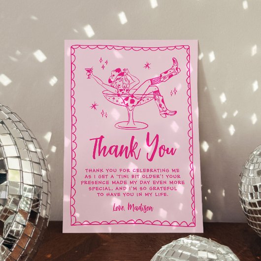 Whimsical Een beetje ouder Hot Pink verjaardagsfee Bedankkaart