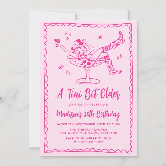 Whimsical Een beetje ouder Hot Pink verjaardagsfee Kaart (Voorkant)