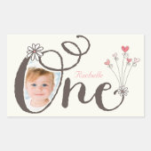 Whimsical Een Schattige Meisje 1e Verjaardagsfeest Rechthoekige Sticker (Voorkant)