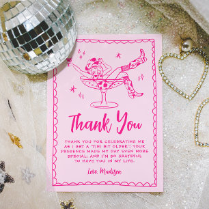 Whimsical Een Tini Bit Ouder Roze Verjaardagsfeest Bedankkaart