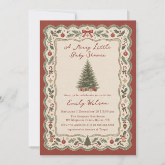 Whimsical Een vrolijke kleine Kerstmis Baby Shower Kaart