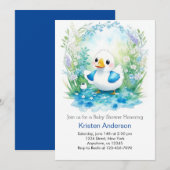 Whimsical eendje blauw bloemenjongen Baby shower Kaart (Voorkant / Achterkant)