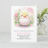 Whimsical eendje weide roze meisje Baby shower Kaart (Staand voorkant)
