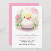 Whimsical eendje weide roze meisje Baby shower Kaart (Voorkant / Achterkant)