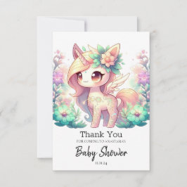 Whimsical Eenhoorn Baby shower Bedankkaart