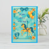 Whimsical Eenhoorn Baby shower Kaart (Staand voorkant)