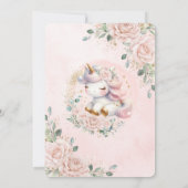 Whimsical Eenhoorn Blush Roze Bloemen Baby shower Kaart (Achterkant)