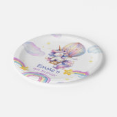 Whimsical Eenhoorn Hete Luchtballon Verjaardagspap Papieren Bordje (Gekanteld)