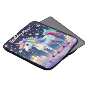 Whimsical eenhoorn met regenboog Verjaardag Magisc Laptop Sleeve
