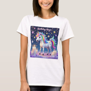 Whimsical eenhoorn met regenboog Verjaardag Magisc T-shirt