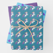 Whimsical Eenhoorn Rainbow Heart Wrapping Papier Inpakpapier Vel (In situ)