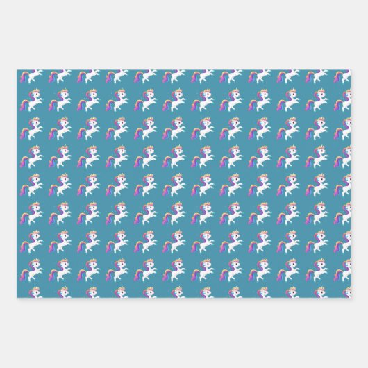 Whimsical Eenhoorn Rainbow Heart Wrapping Papier Inpakpapier Vel (Voorkant)