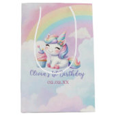 Whimsical Eenhoorn Regenboog Verjaardagsfeest Gift Medium Cadeauzakje (Voorkant)