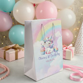 Whimsical Eenhoorn Regenboog Verjaardagsfeest Gift Medium Cadeauzakje