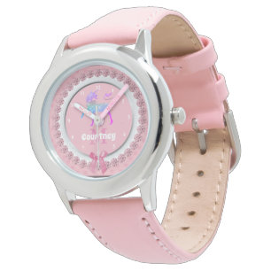 Whimsical eenhoorn roze gepersonaliseerde meisjes horloge