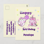 Whimsical eenhoorn Verjaardag Delight Briefkaart (Voorkant / Achterkant)