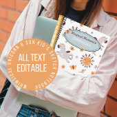 Whimsical Eenhoorn & Zon Kinder Naam Schetsboek Notitieboek